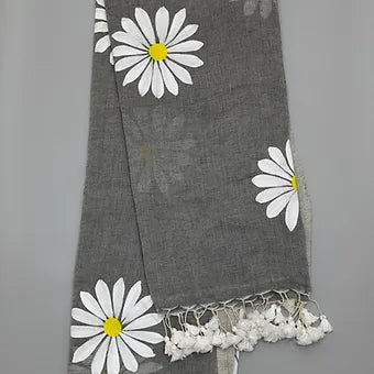 Dual shade ( Dark grey ) handpainted mulmul cotton saree