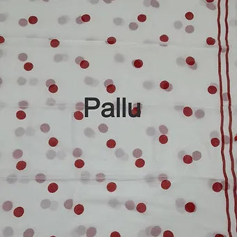 White mulmul cotton saree pallu