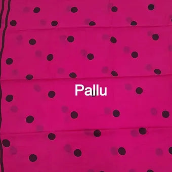 Rani pink mulmul cotton saree Pallu