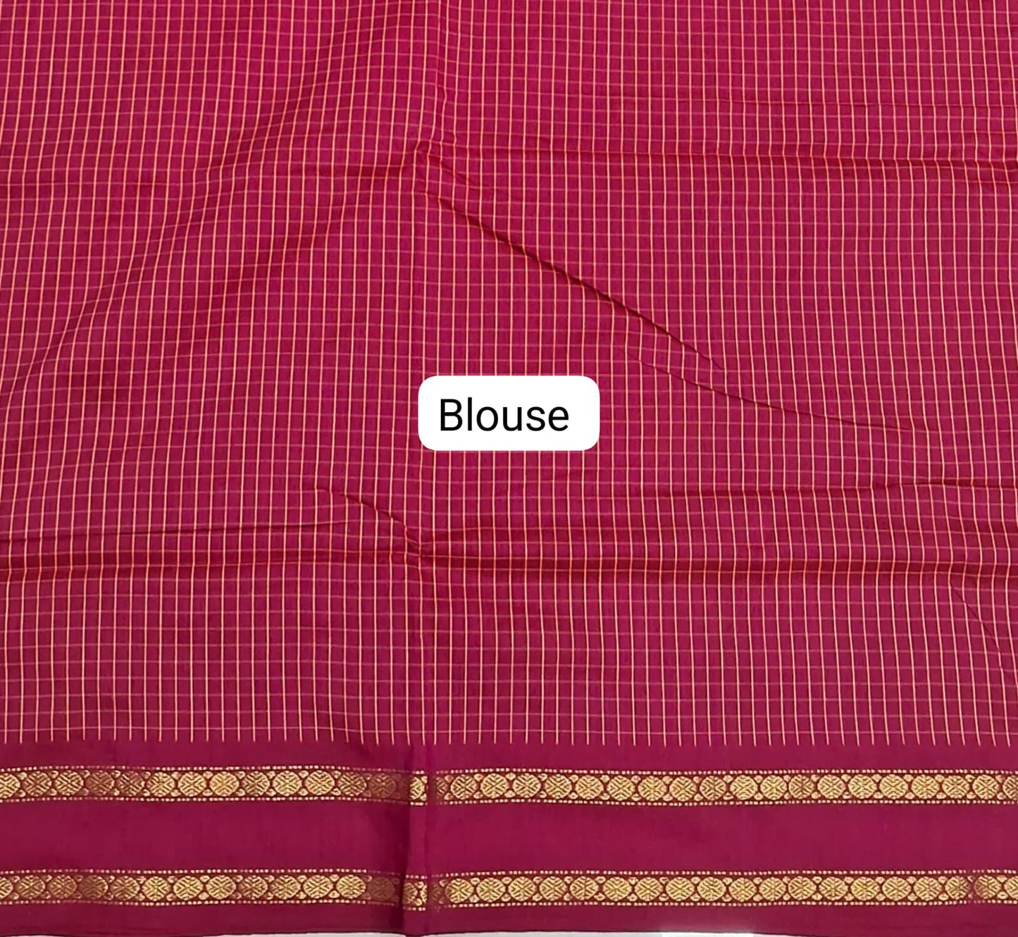 Fire Red Arani Cotton Saree Blouse