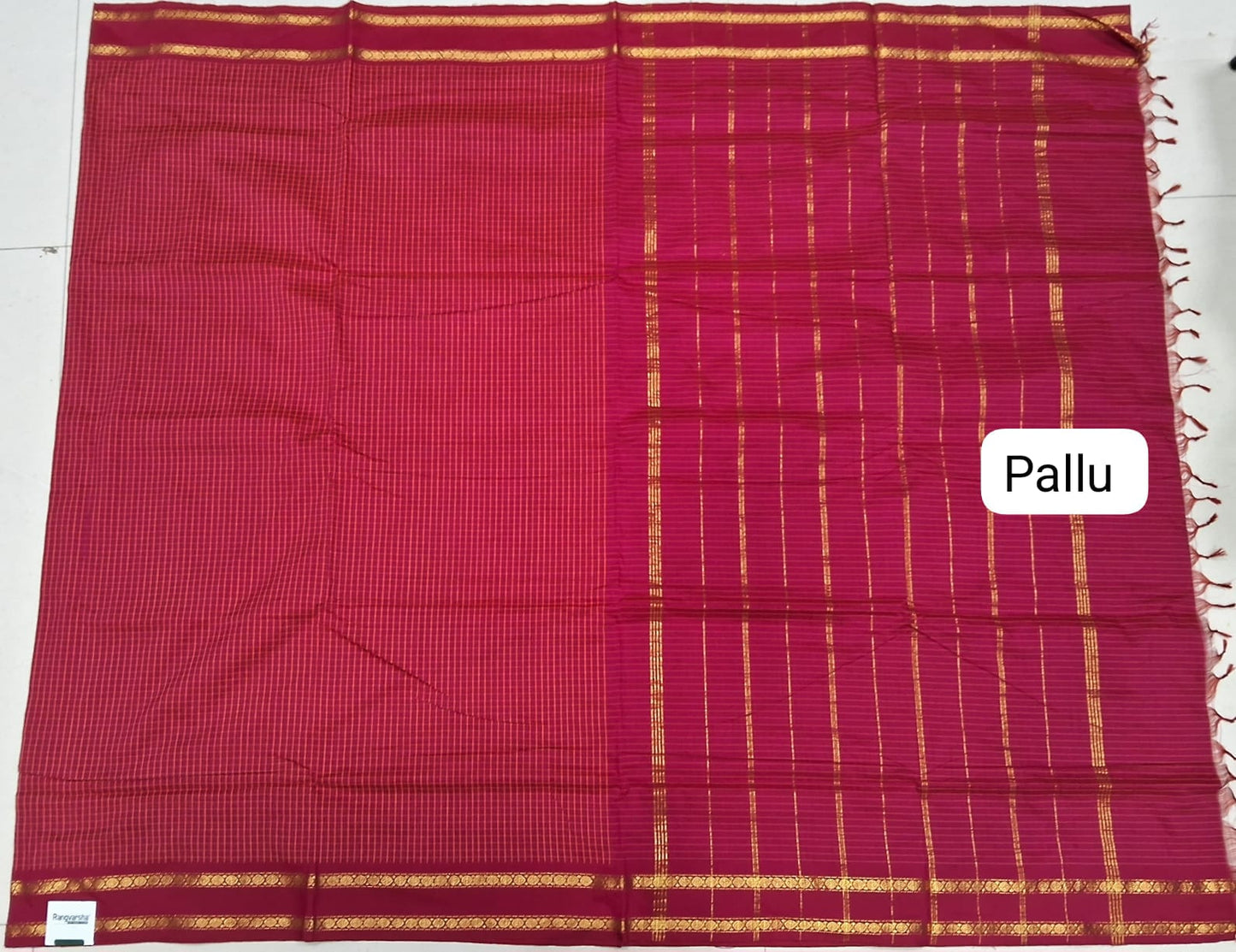 Fire Red Arani Cotton Saree pallu