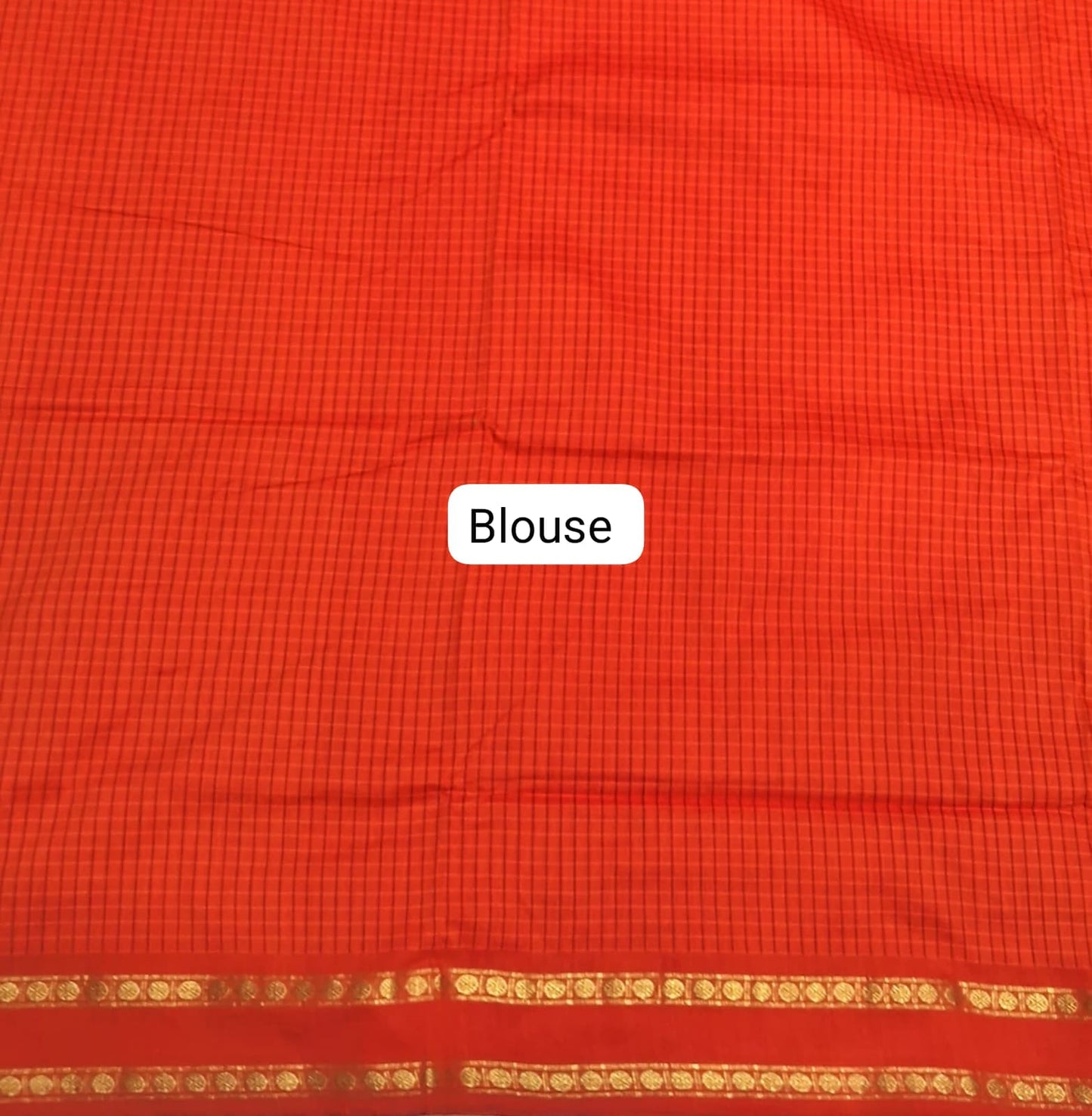Dark Orange Arani Cotton Saree blouse