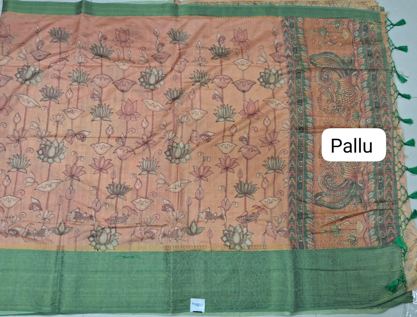 Light Peach Chanderi Saree Pallu