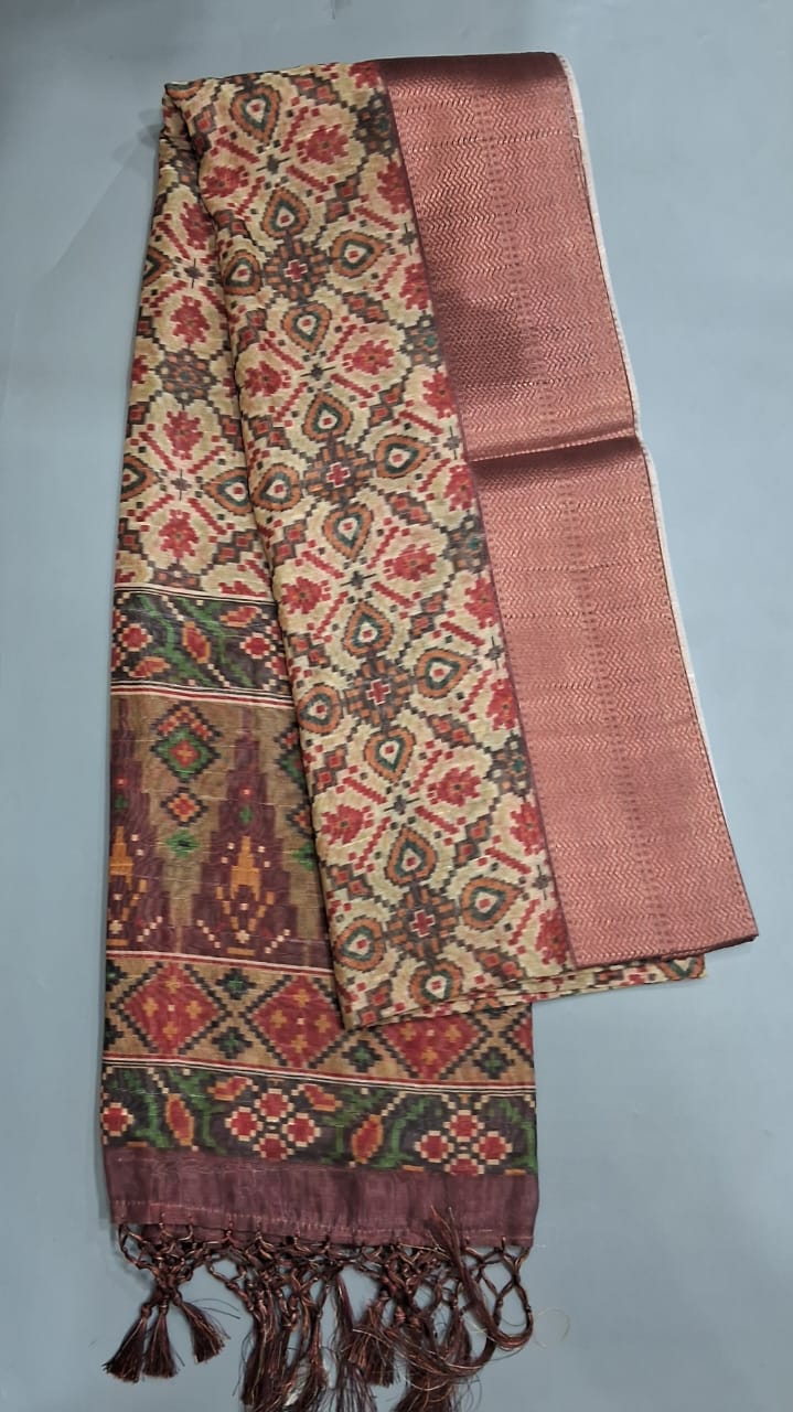 Cream Linen Saree