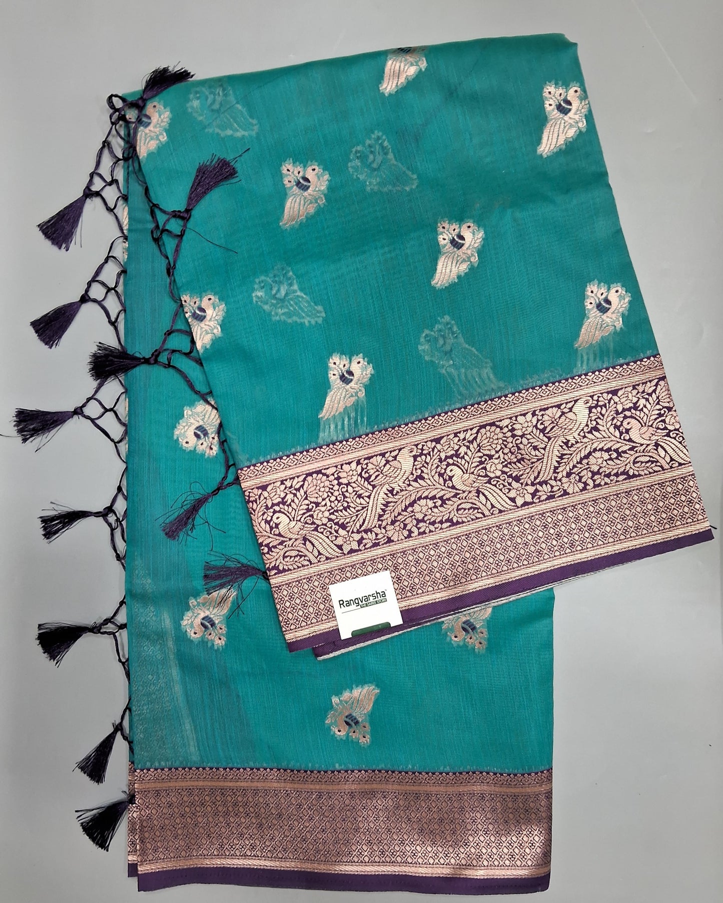 Turquoise Blue Linen Saree