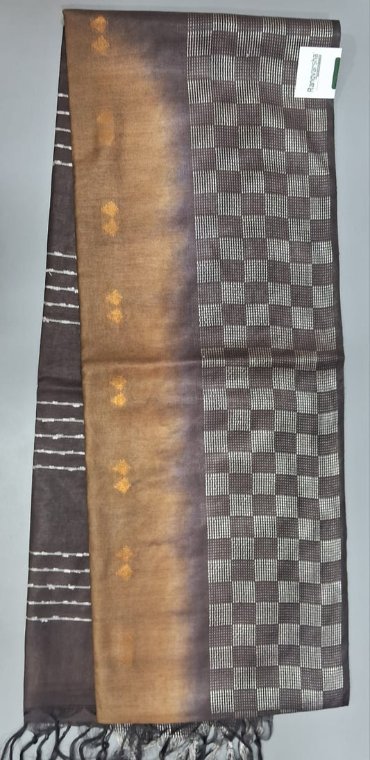 Dark Brown Bamboo Silk Saree