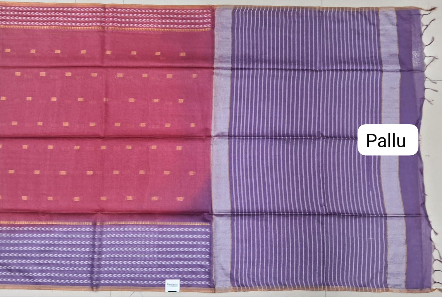 Reddish Pink Bamboo Silk Saree pallu