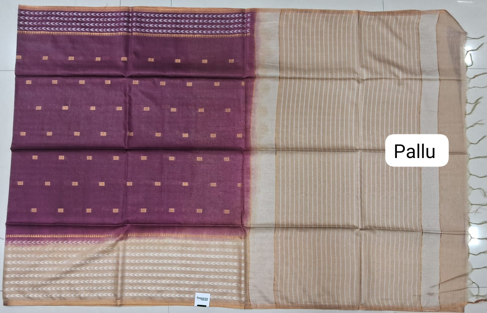 Onion Pink Bamboo Silk Saree pallu