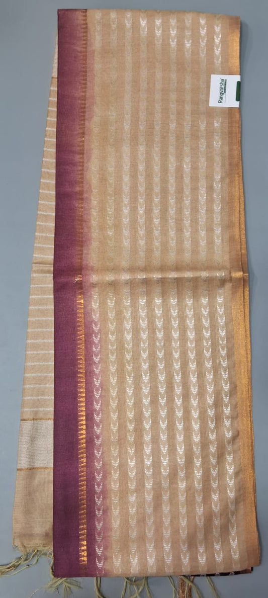 Onion Pink Bamboo Silk Saree