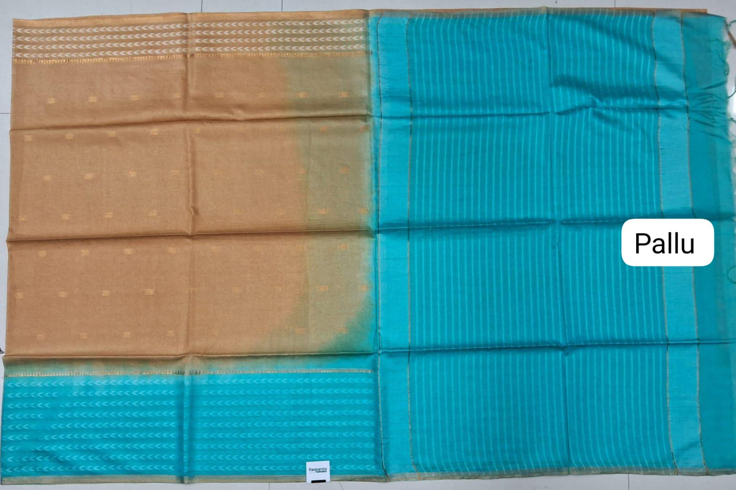 Olive Green Bamboo Silk Saree pallu