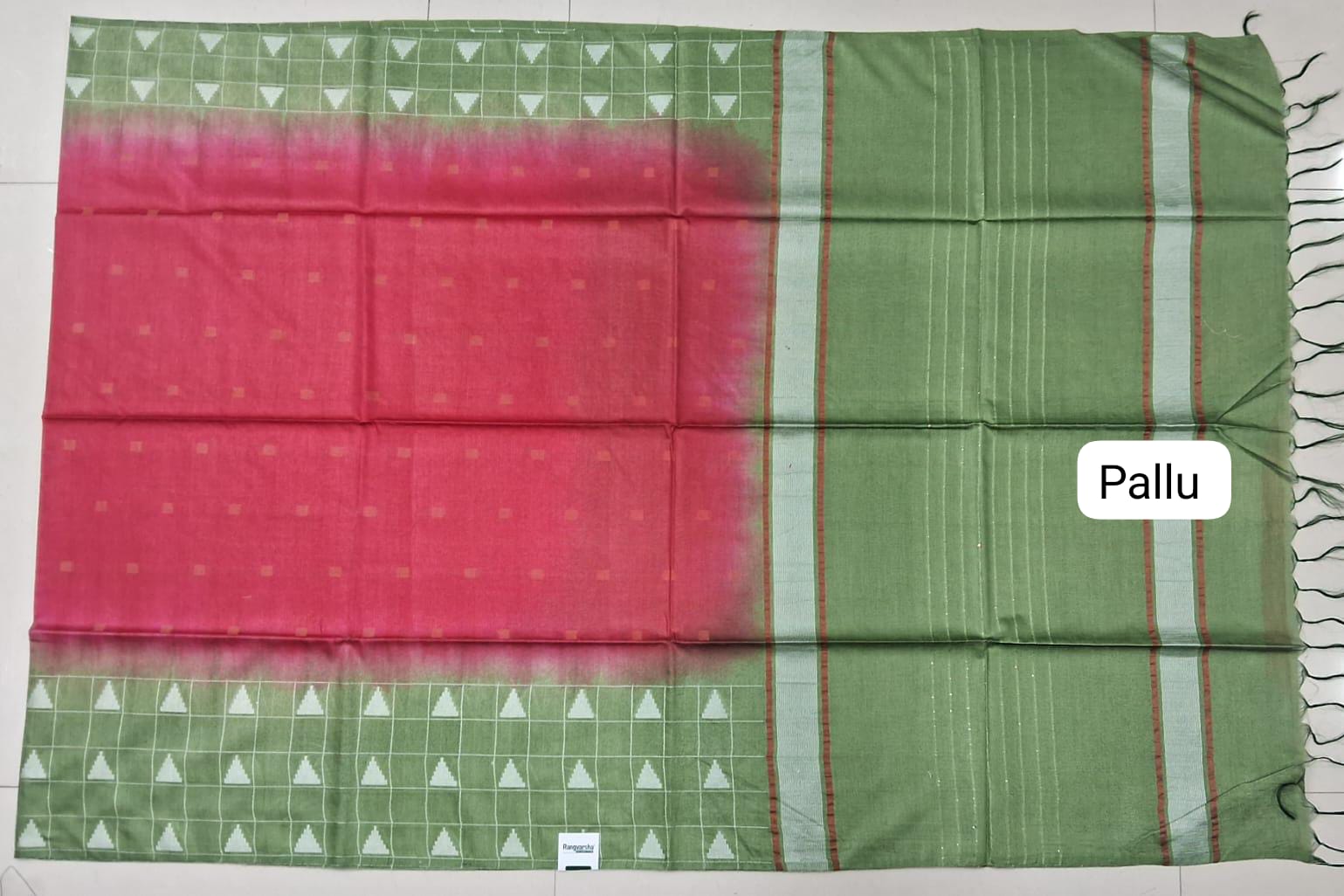 Reddish pink Bamboo Silk Saree Pallu