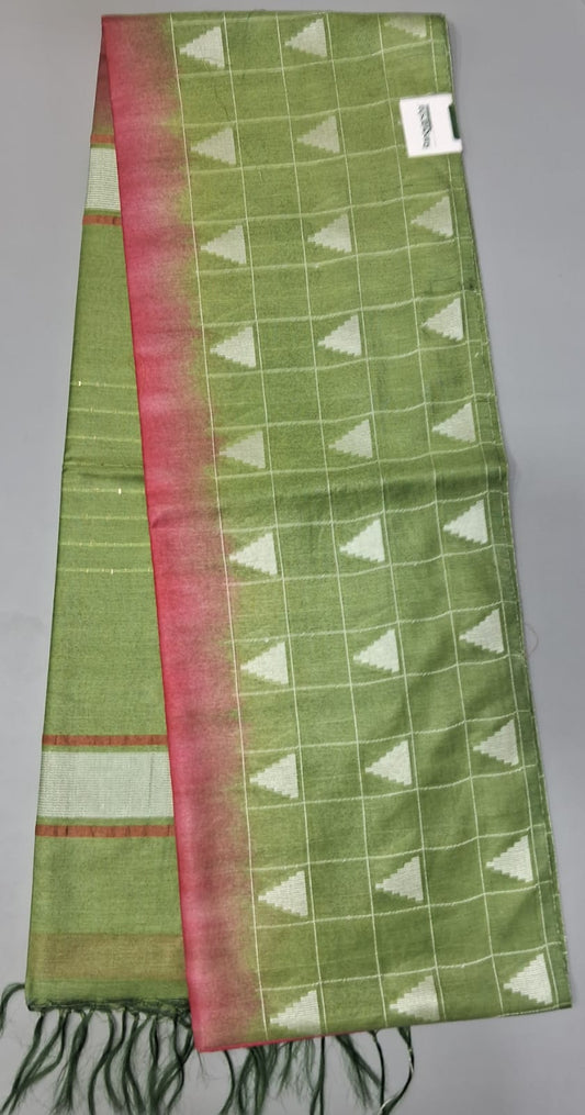 Reddish pink Bamboo Silk Saree