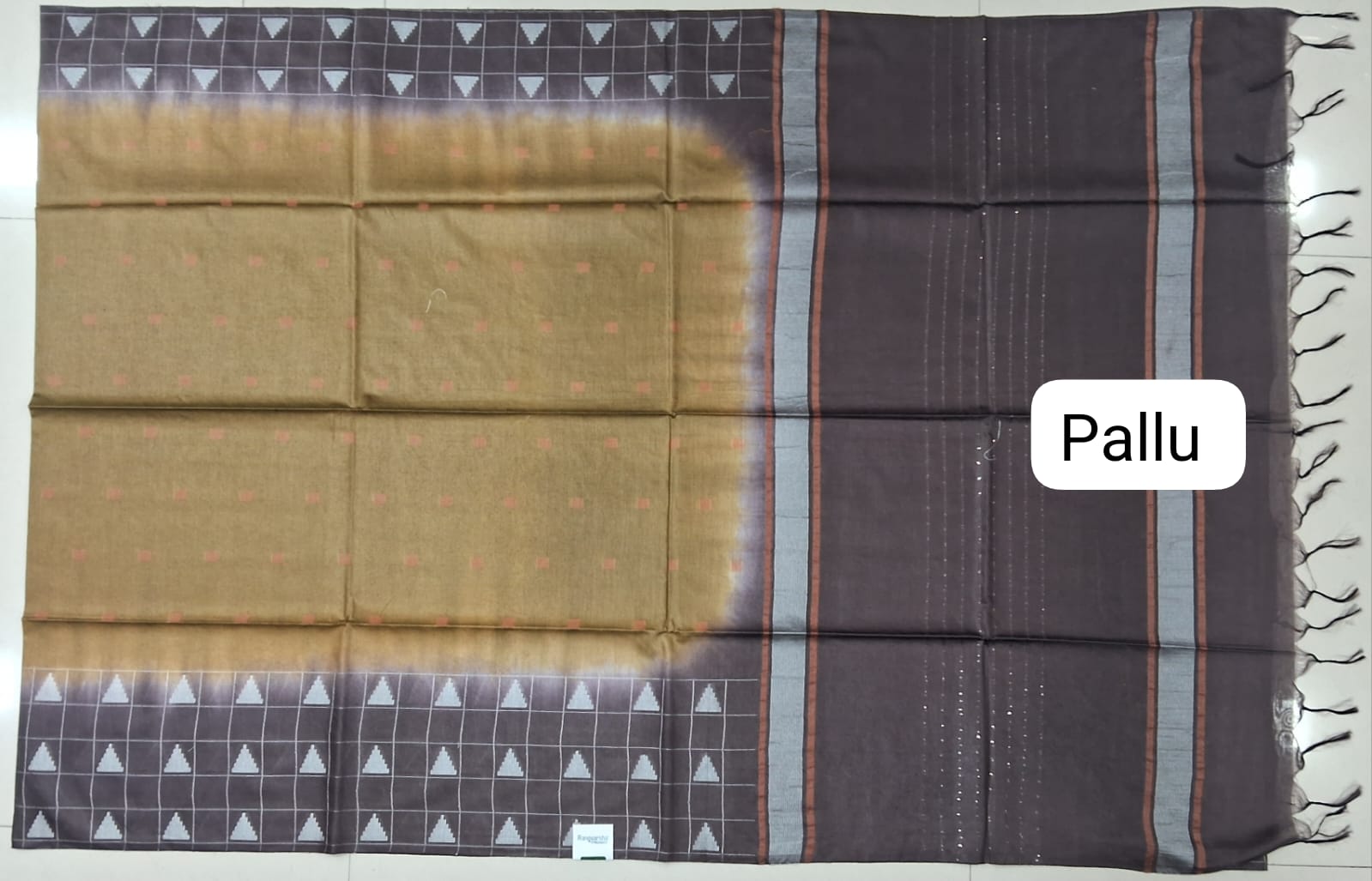 Olive Green Bamboo Silk Saree Pallu