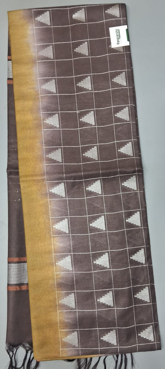 Olive Green Bamboo Silk Saree