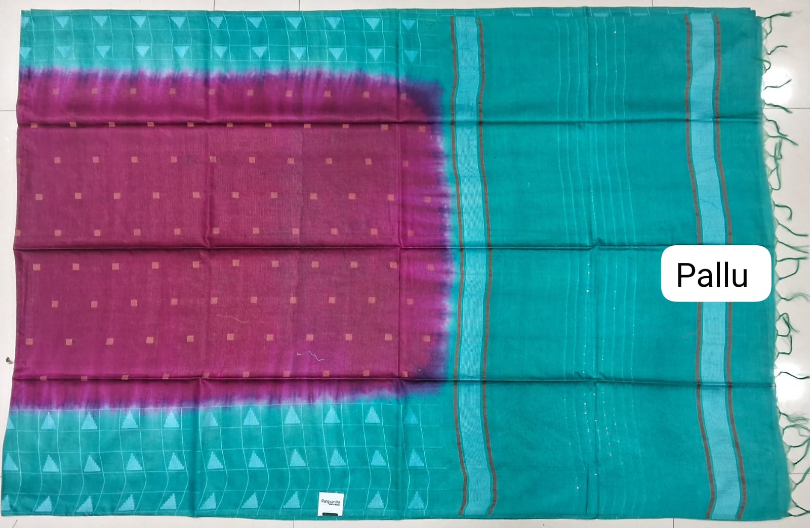 Raspberry pink Bamboo Silk Saree Pallu