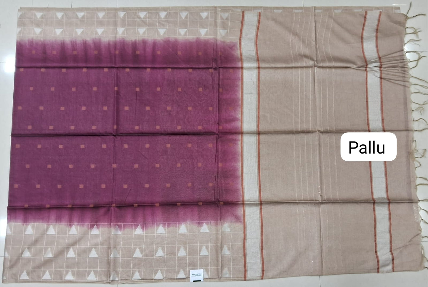 Onion pink Bamboo Silk Saree Pallu