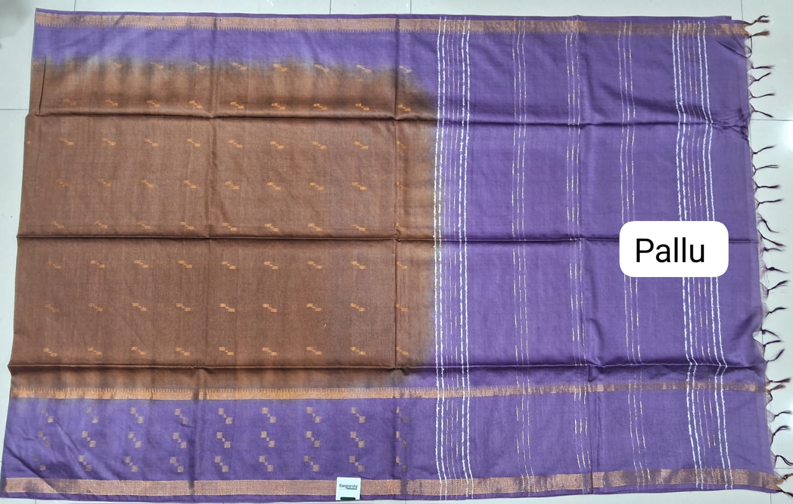 Coffee Brown Bamboo Silk Saree Pallu
