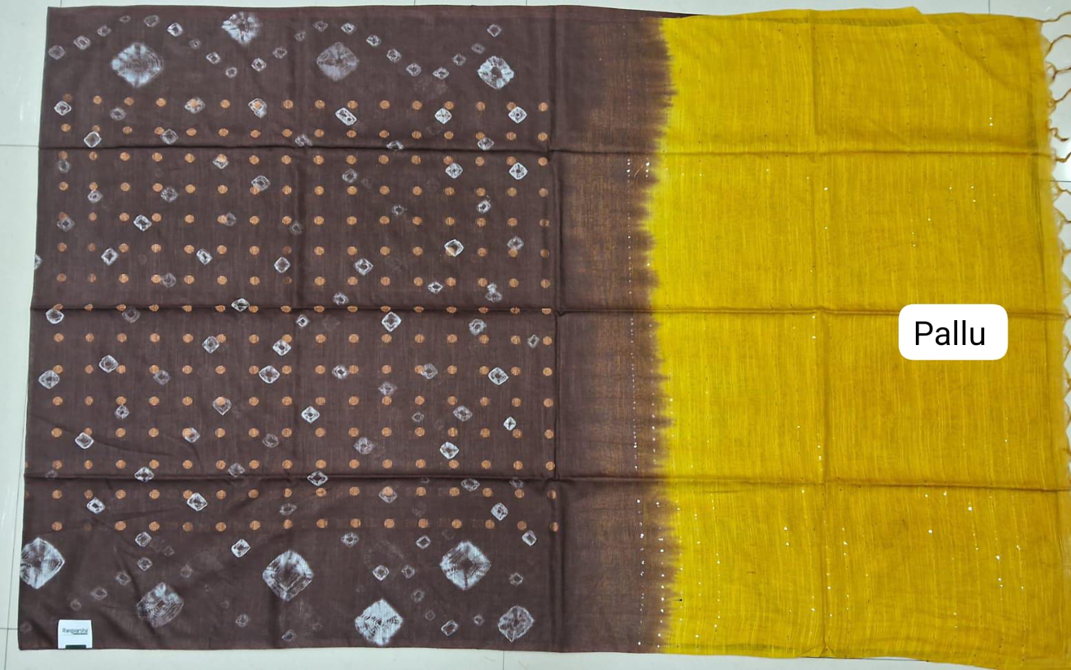 Brown Bamboo Silk Saree Pallu