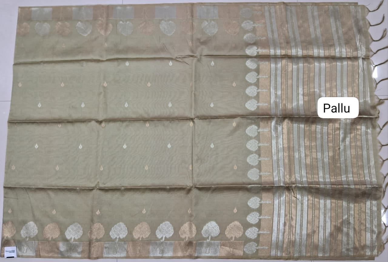 Green Tussar Saree Pallu