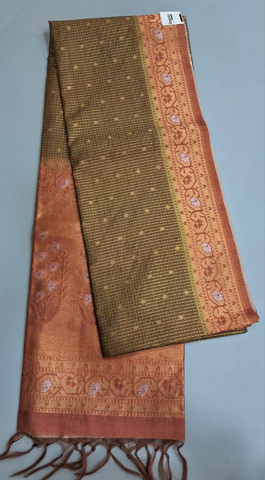Army Green Tussar Saree