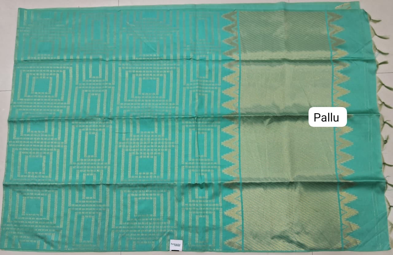 Marine Blue Tussar Saree pallu