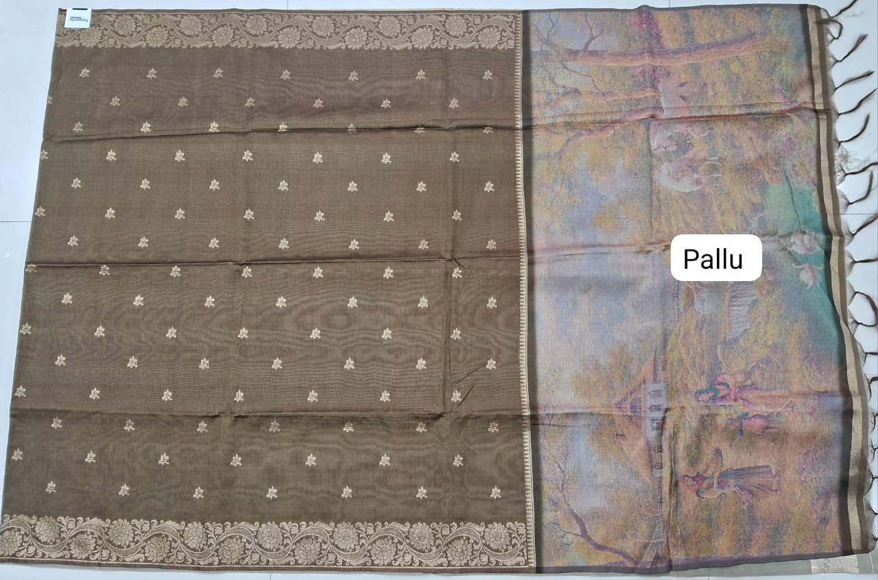 Walnut Brown Tussar Saree pallu