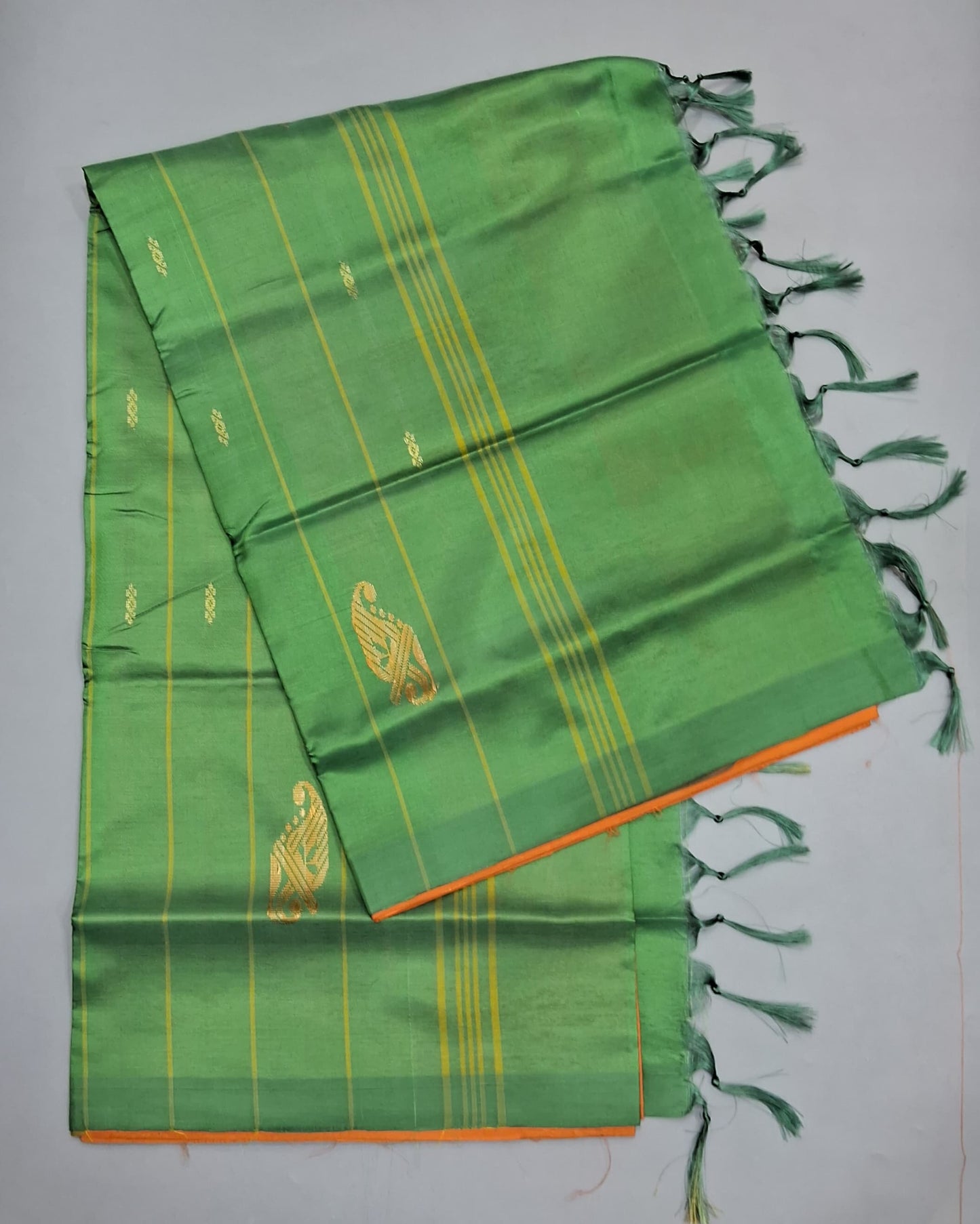 Dark Orange Hand Woven Banana Silk Saree