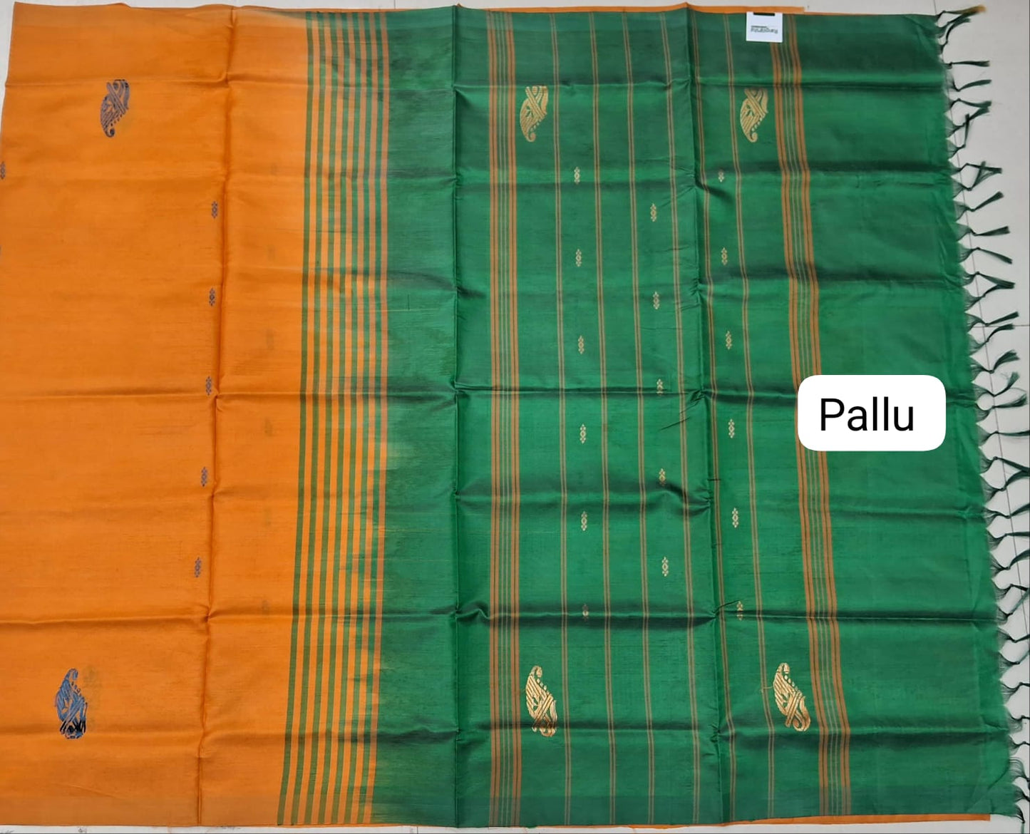 Orange Hand Woven Banana Silk Saree