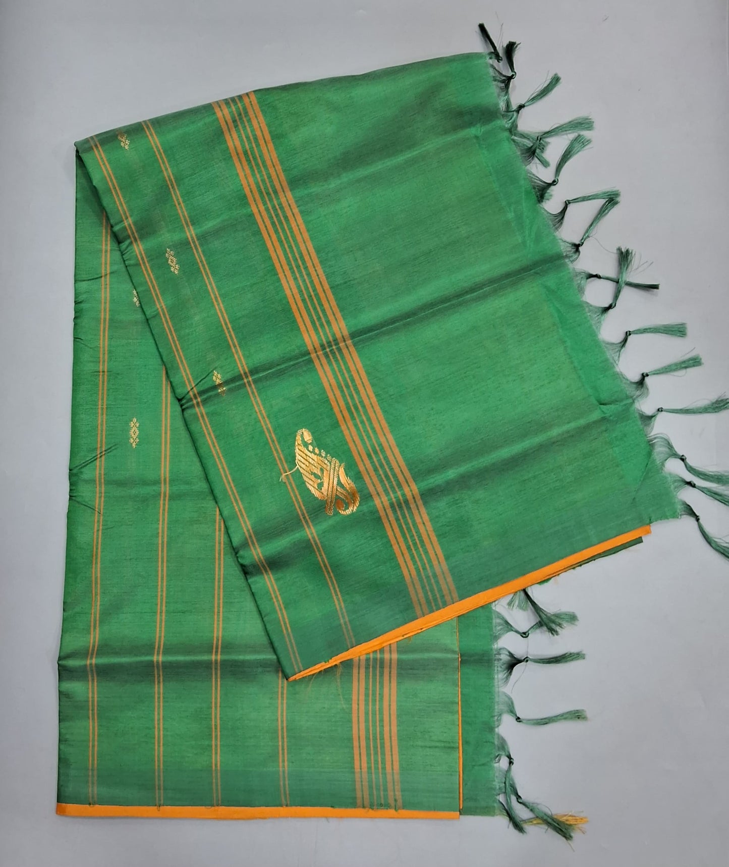 Orange Hand Woven Banana Silk Saree