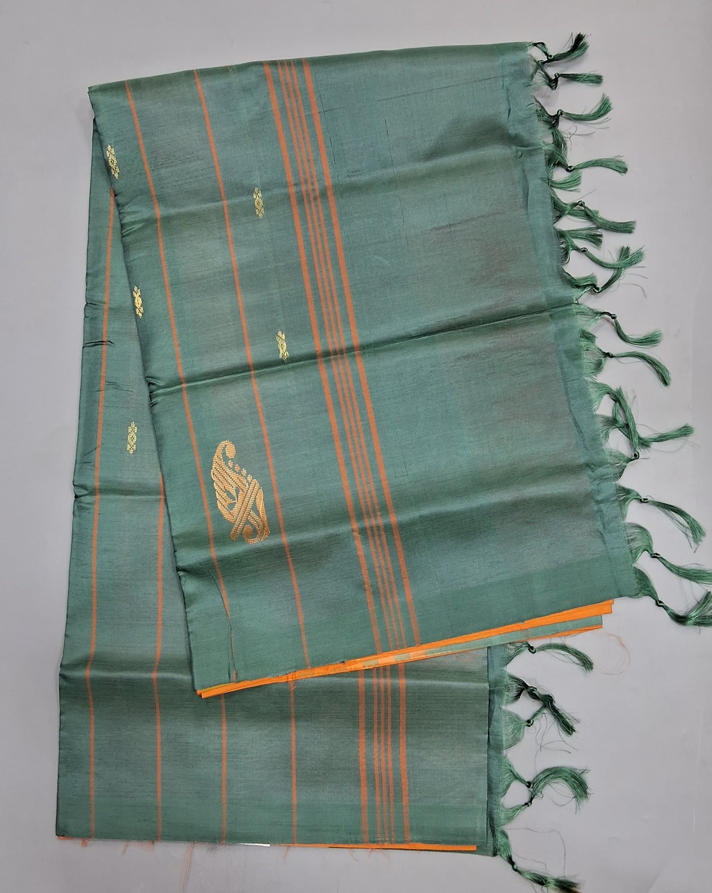 Dark Orange Hand Woven Banana Silk Saree