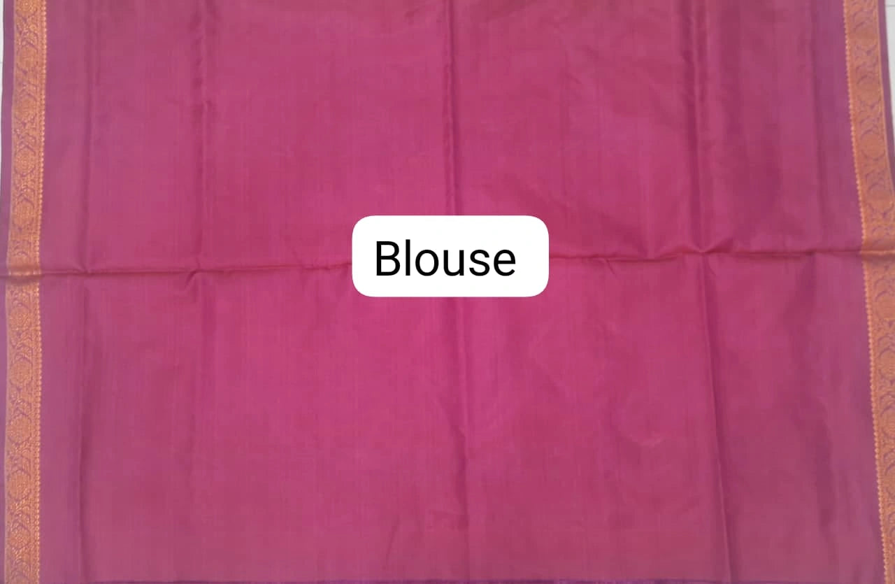 Light Lemon Yellow Hand Woven Banana Silk Saree blouse