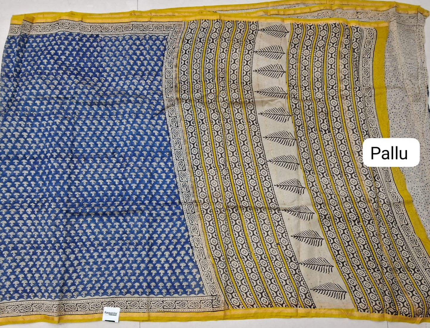 Blue Chanderi Saree pallu