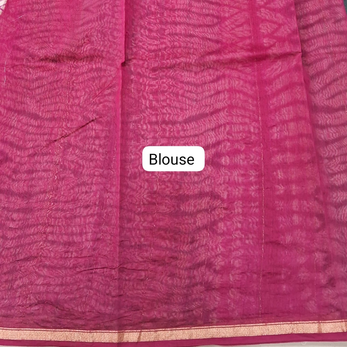 Rani Pink Chanderi Saree blouse