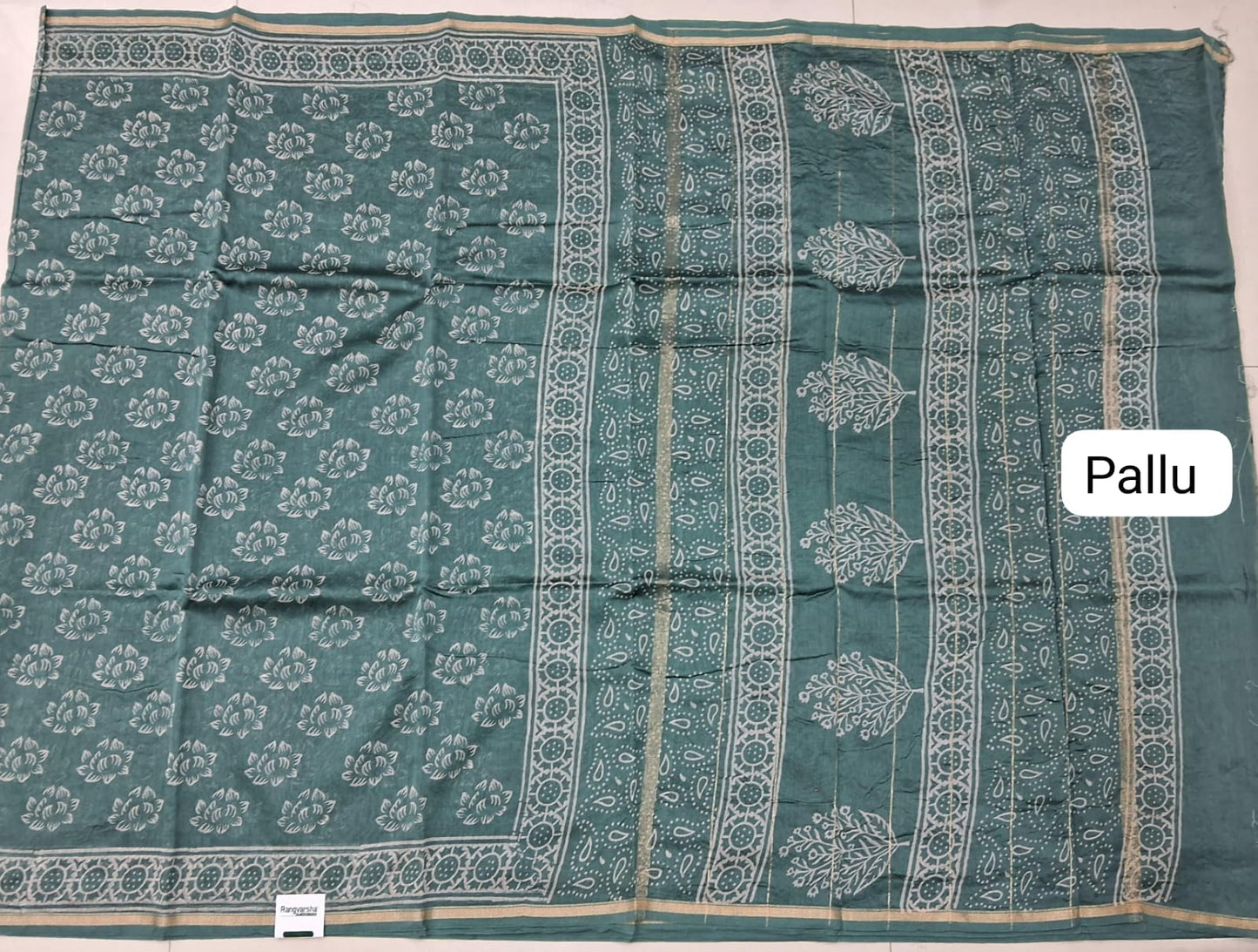 Sage Green Chanderi Saree pallu