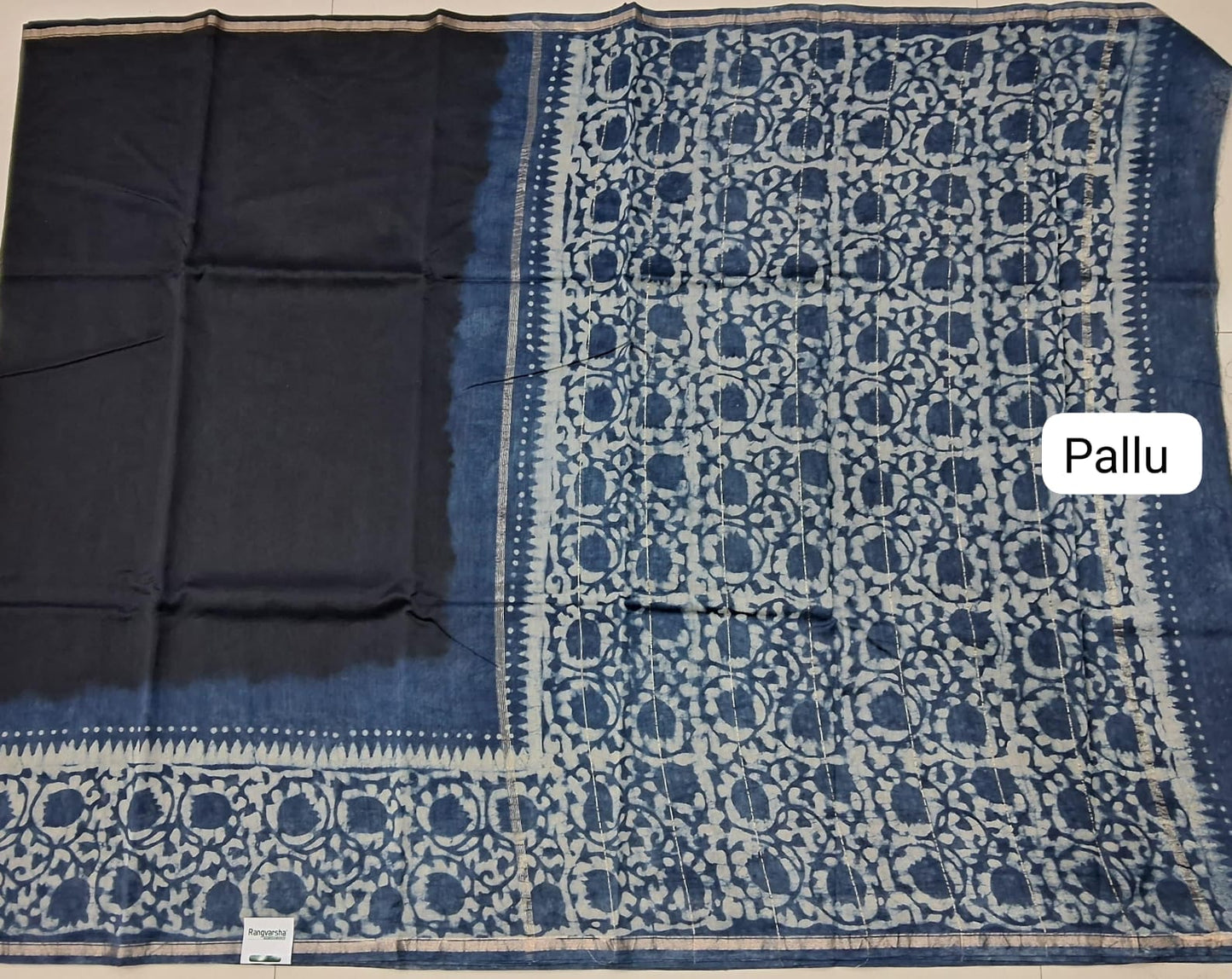 Black Chanderi Saree pallu