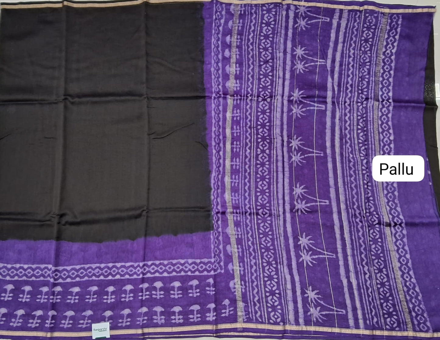 Black Chanderi Saree pallu
