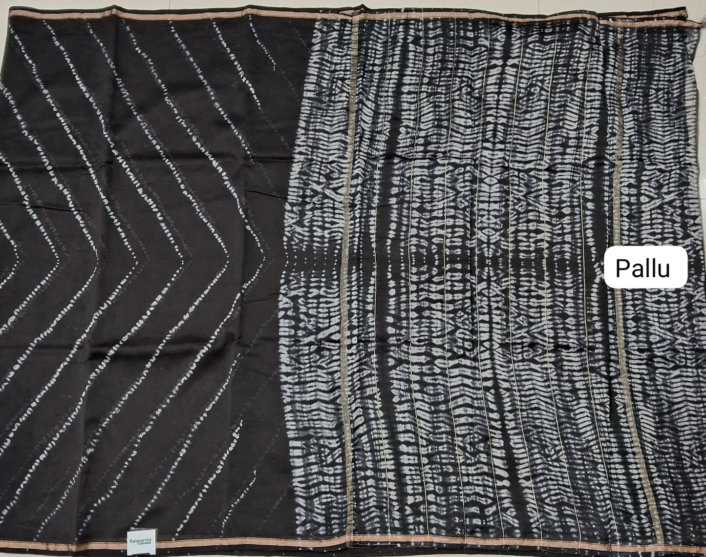 Black Chanderi Saree pallu