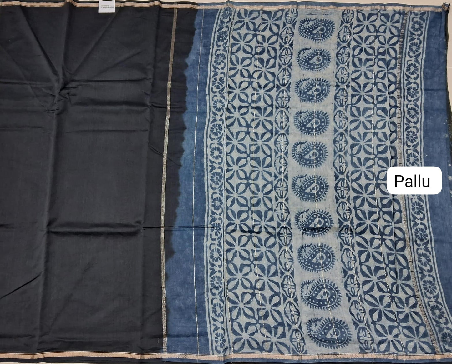 Black Chanderi Saree pallu