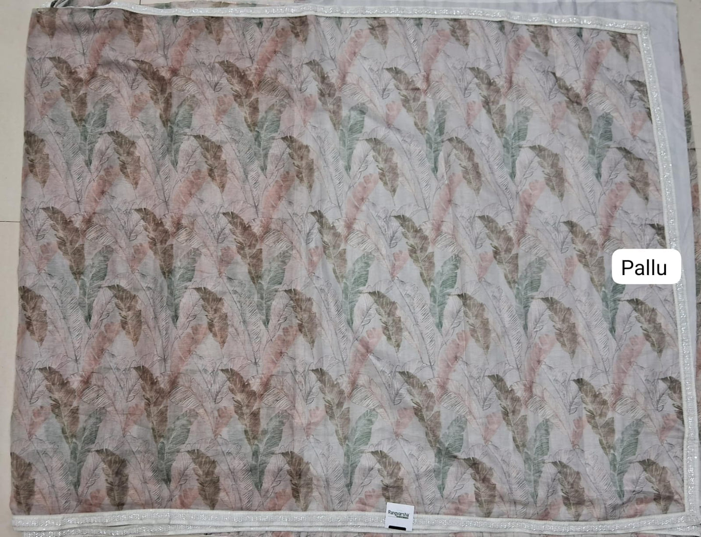 Pale Grey Chiffon Saree pallu