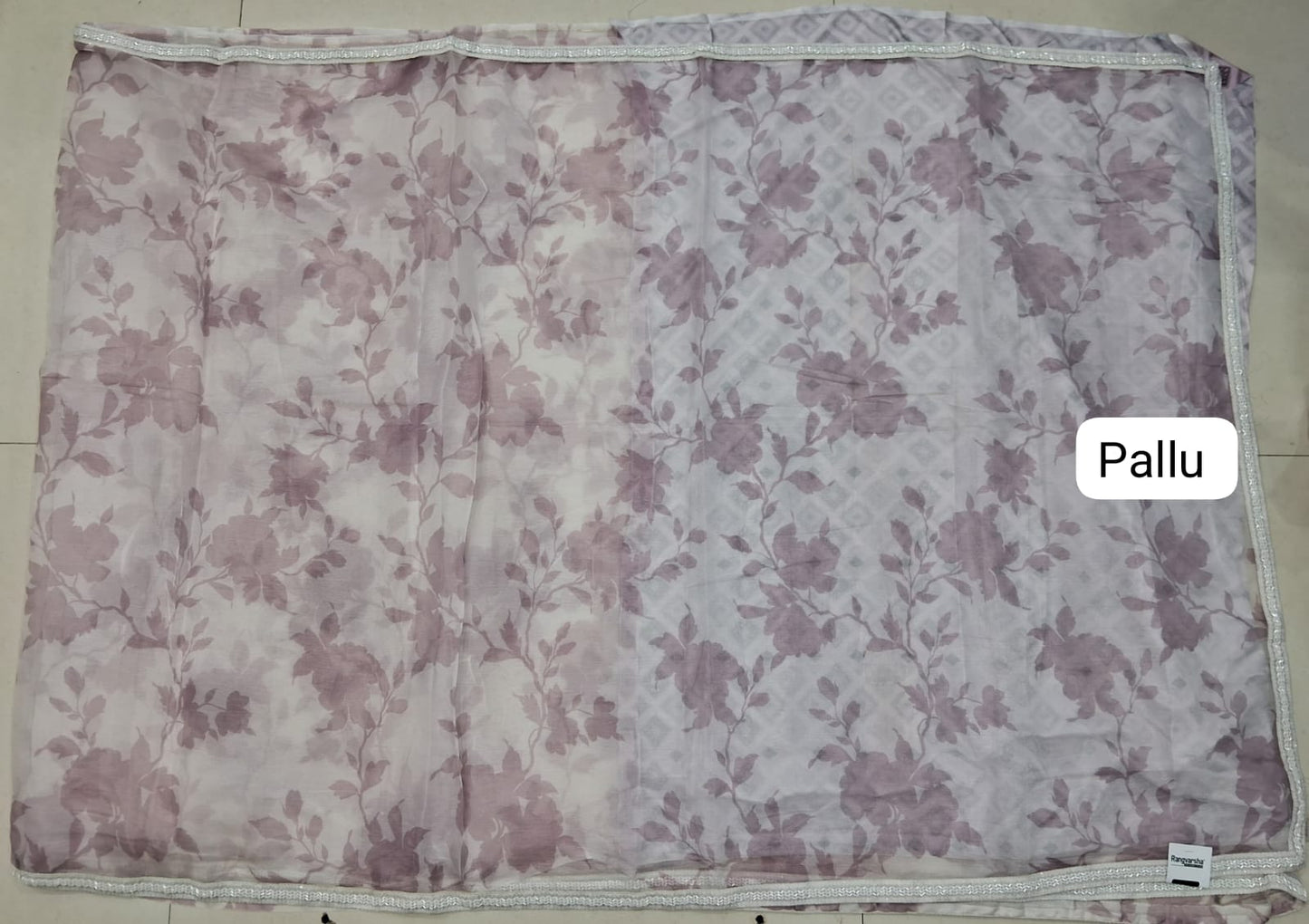 Peach Chiffon Saree pallu