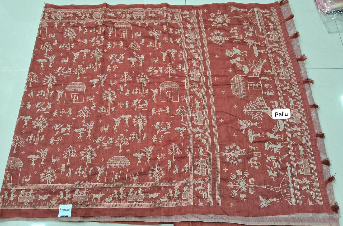 Tangerine Orange Chanderi Saree pallu