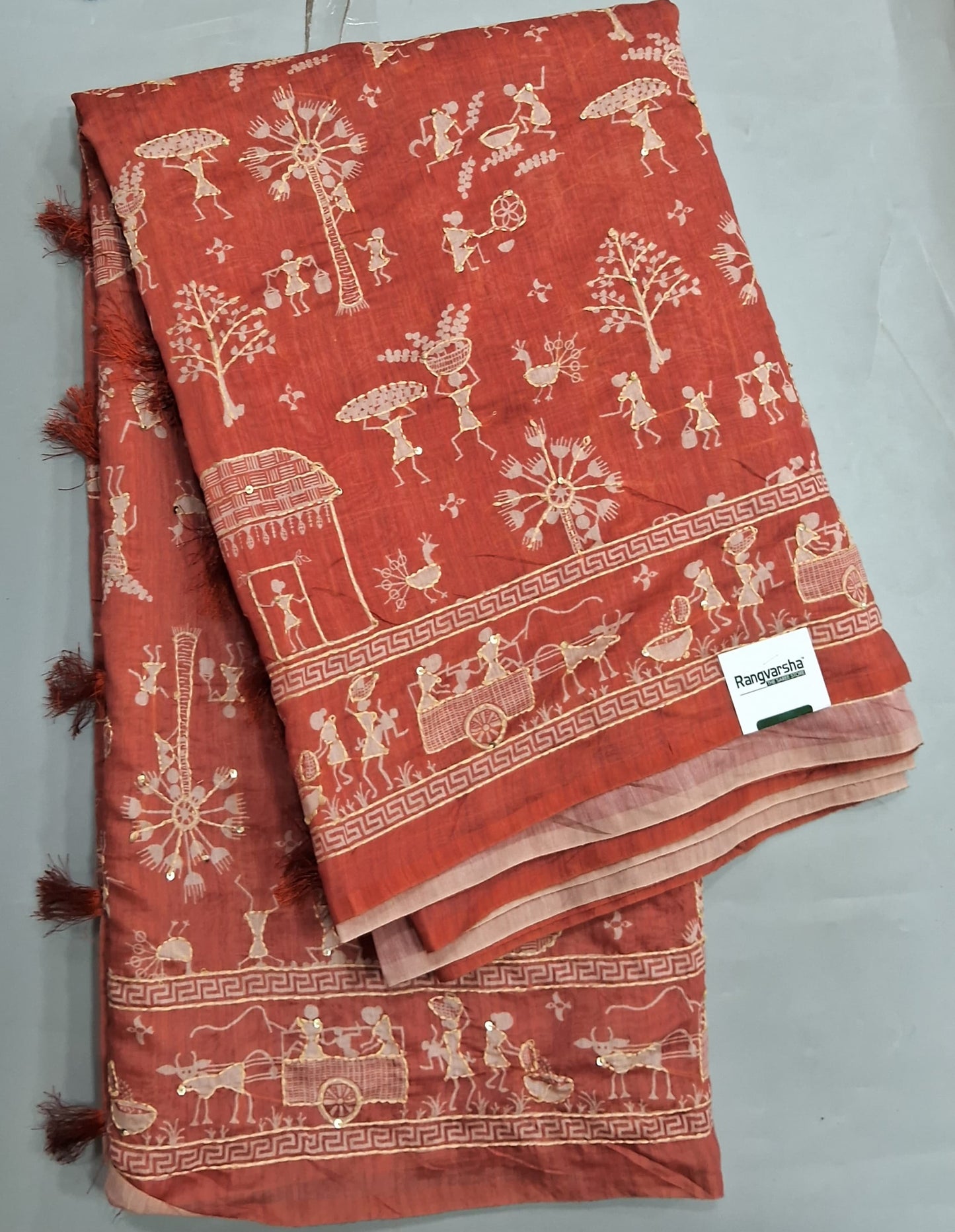 Tangerine Orange Chanderi Saree