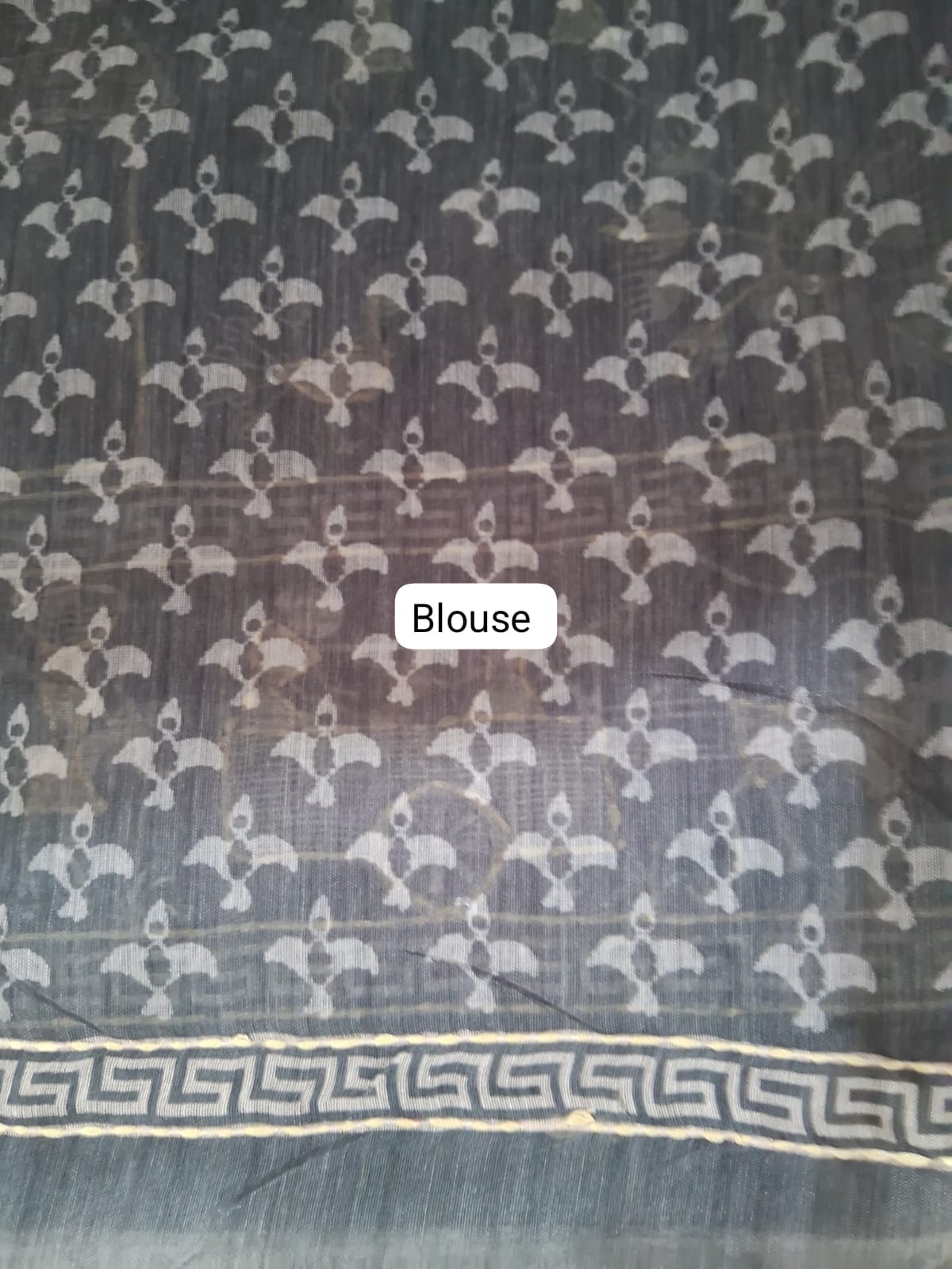 Metal Grey Chanderi Saree Blouse