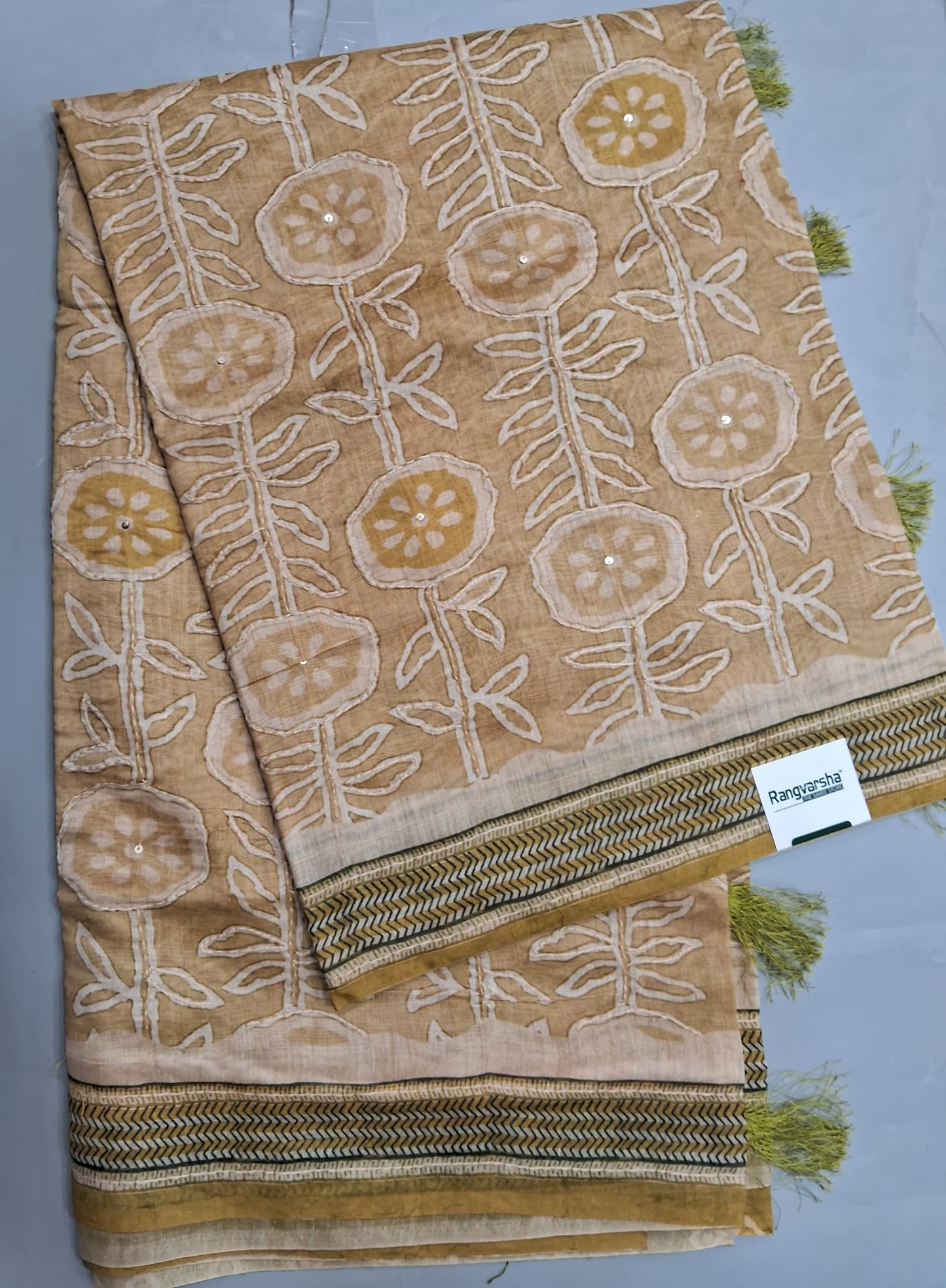 Mustard Yellow Chanderi saree