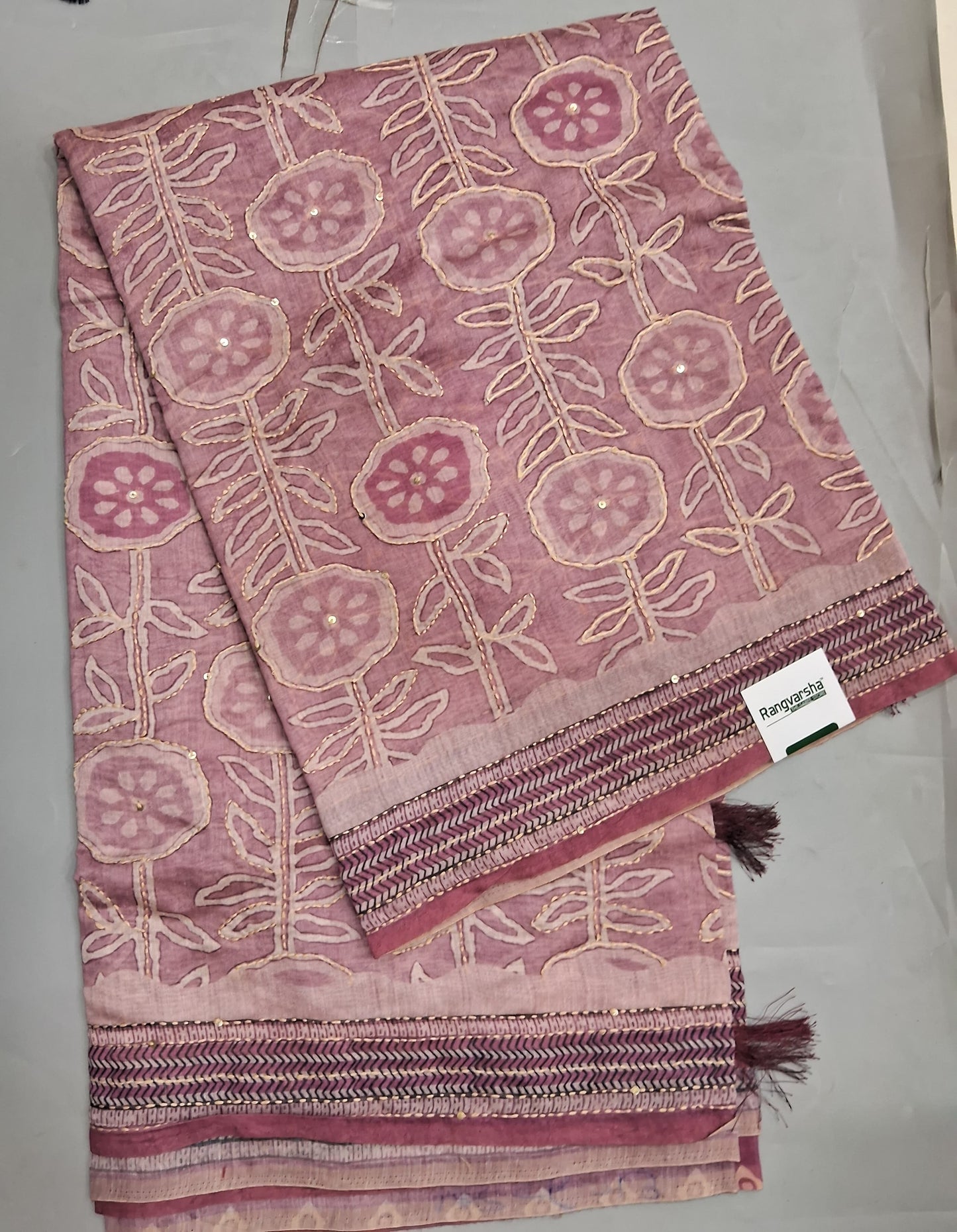 Salmon Pink Chanderi saree