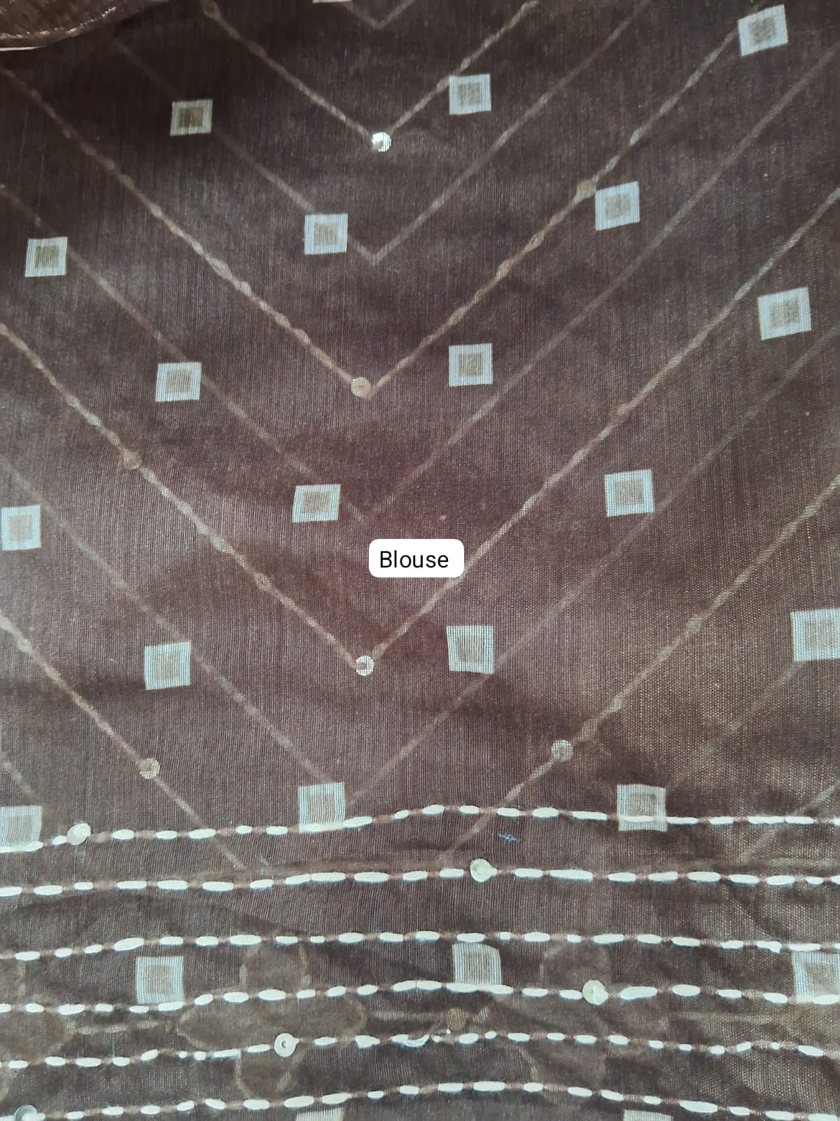 Brown Chanderi Saree Blouse