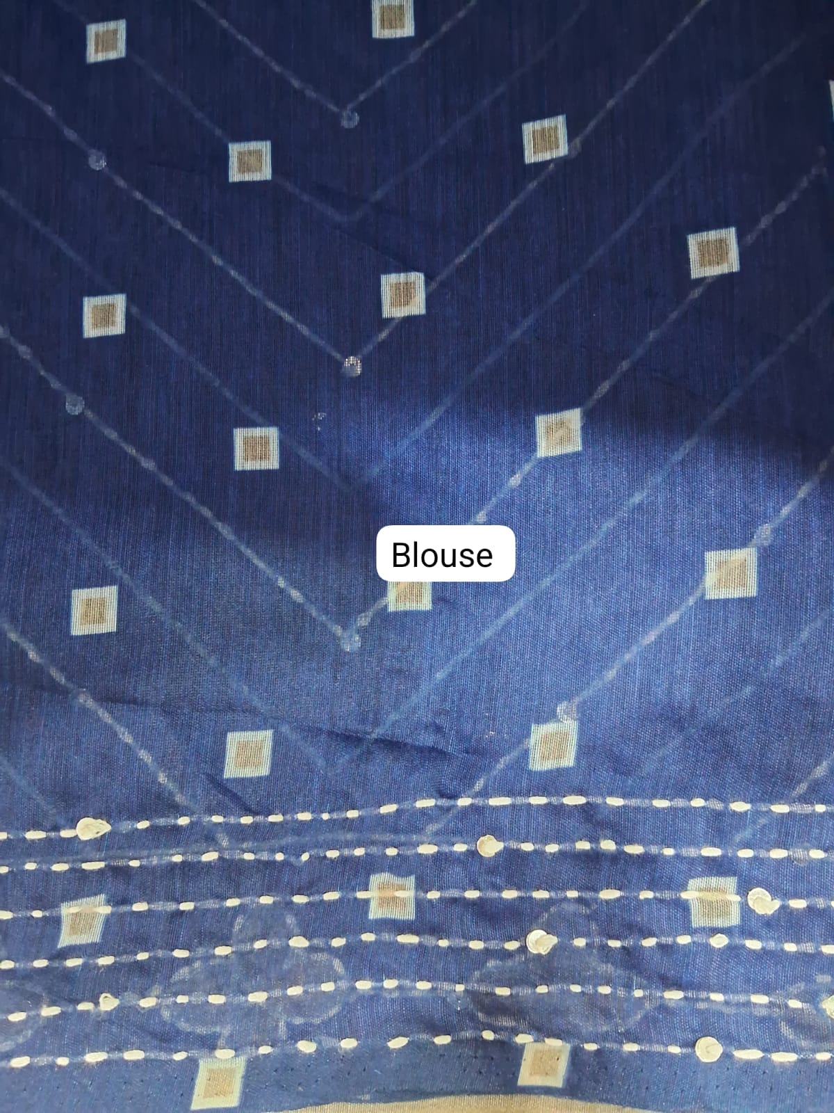 Navy Blue Chanderi Saree Blouse