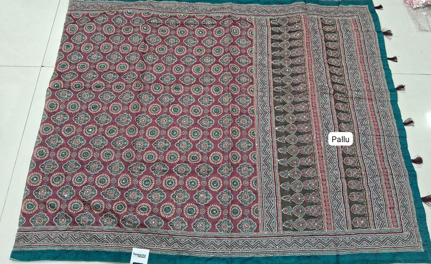 Brick Red Chanderi Saree pallu