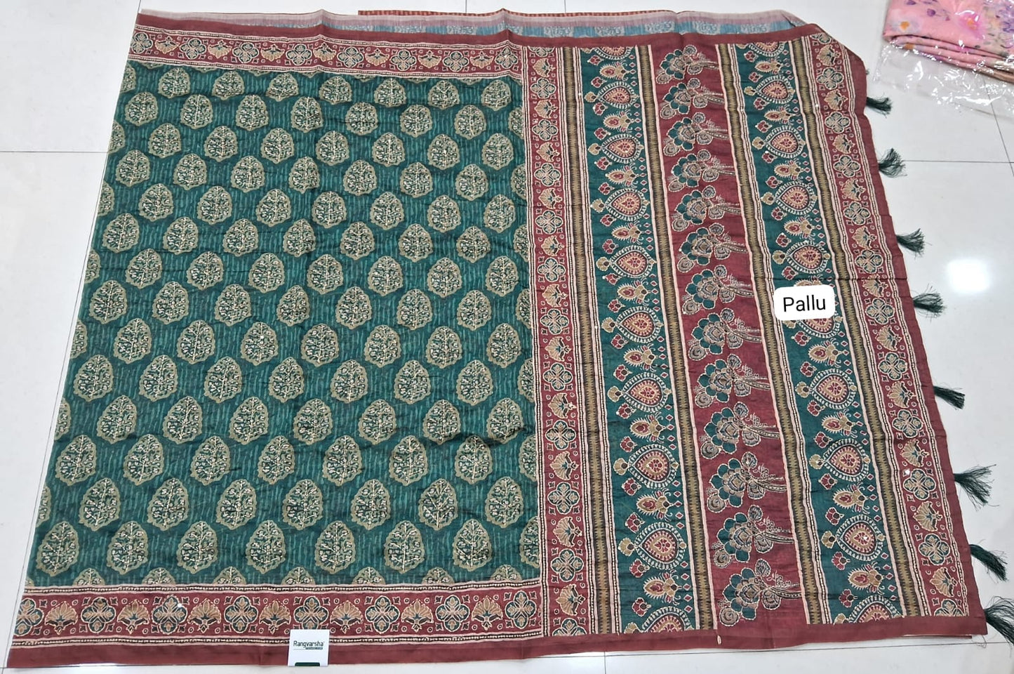 Green Chanderi Saree pallu