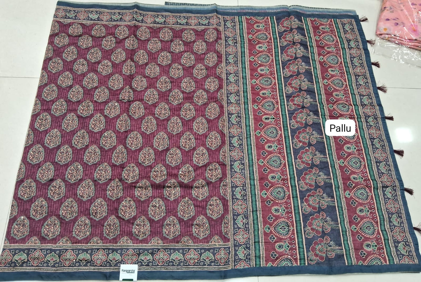 Burgundy Chanderi Saree pallu